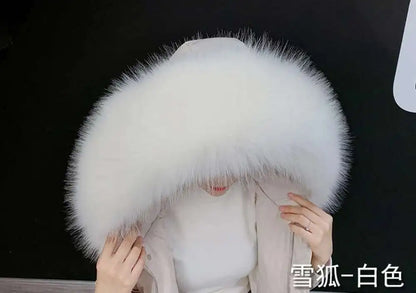 Detachable Faux Fur Collar Extra Large Warm Fake Fur Scarf Wrap Evening Cape For Winter Womens Coat Faux Fur Hood Ttrim Collar