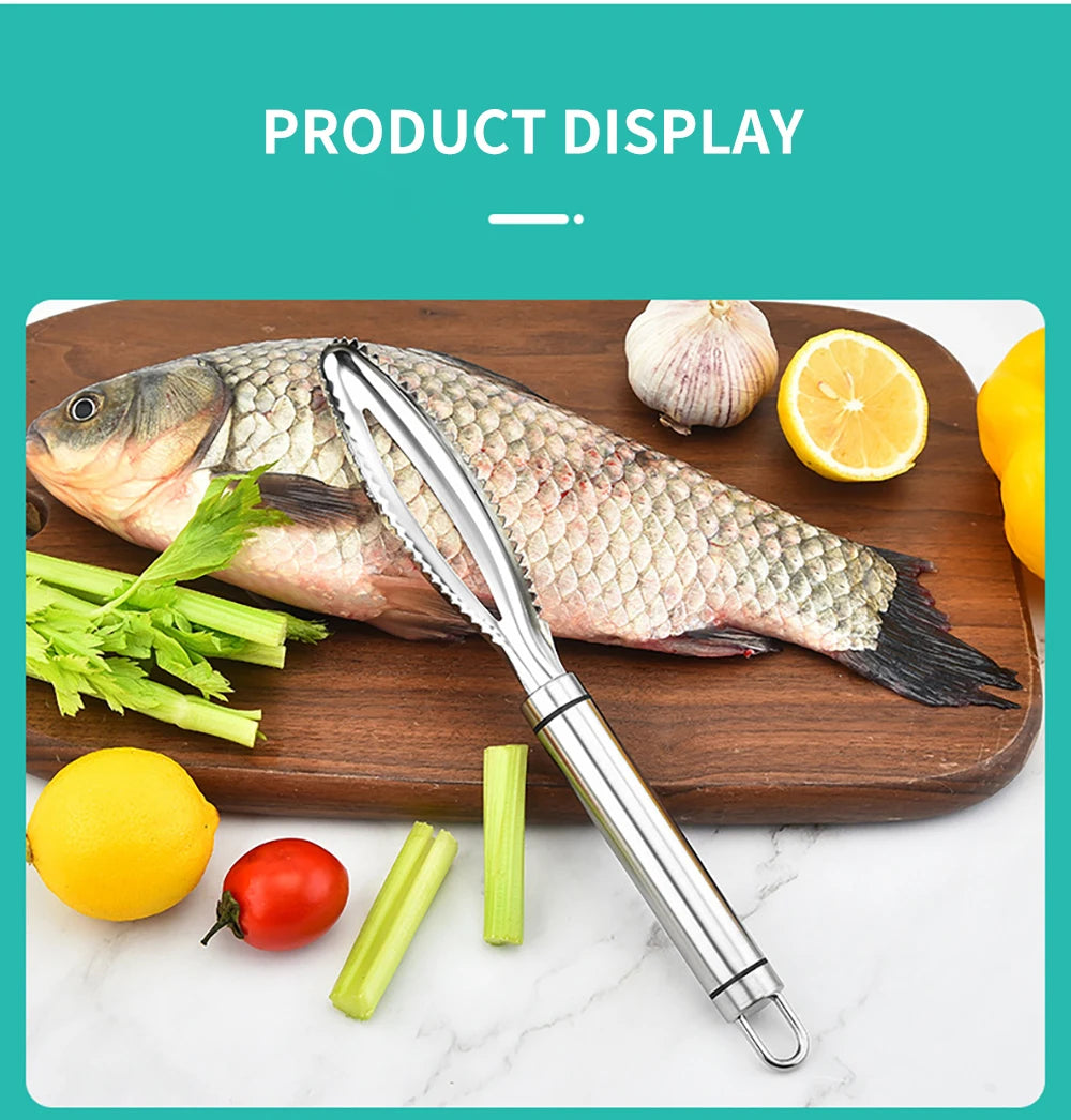 Kitchen accessories Stainles Fish Scales Scraping Graters Fast Remove Fish Cleaning Peeler Scraper Fish bone tweezers tool gadge