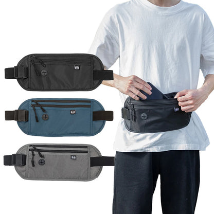 RFID Blocking Money Belt for Travel -Hidden Anti-Theft Passport Wallet & Slim Fanny Pack - Secure Waist Pouch for Cash, Cards