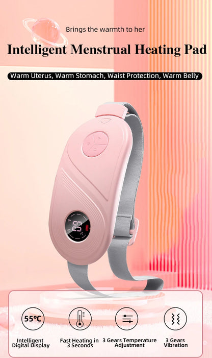 Electric Warm Uterine Cramp Massager Vibrator Heating for Menstrual Relief  Waist Massager Belt Care Waist Stomach for Women