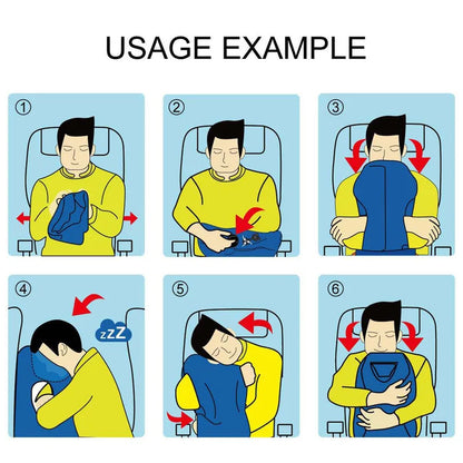 Inflatable Travel Pillow Multifunctional Neck and Head Support for Airplanes Trains Buses Office Naps Lunch Rest Sleeping