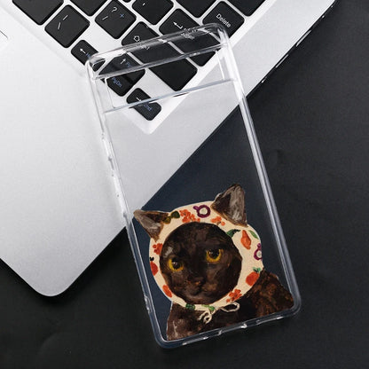 For Google Pixel 8A Vintage Animals Cat Clear Case For Google Pixel 6 6A 7 7A Pro Google Pixel 8 Pro 5G Transparent Cover Fundas