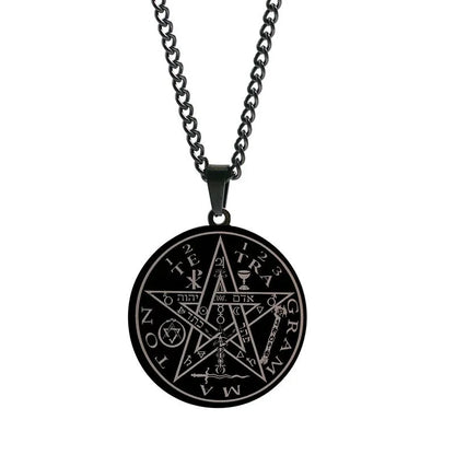 Round Stainless Steel Salomon Pentagram Pendant Charm Men's Necklace Hip Hop Punk Accessories Jewelry Gift Dropship