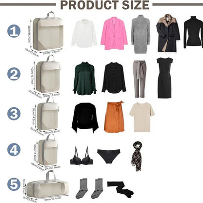 Travel Storage Bag Compressible Packing Cubes Carry on Travel Suitcase Luggage Organizer Foldable Waterproof HandbagTravel Bag