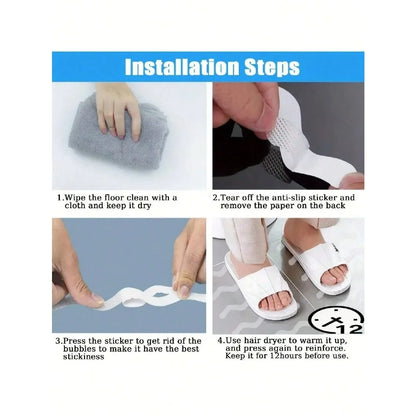 Transparent Adhesive Anti Slip Bathroom Shower Bathtub Floor Safety Stickers Non Skid Waterproof Grip Treads Kids Elderly Home