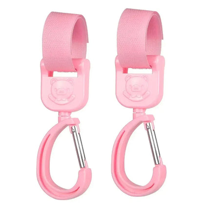 2 Pieces of 360 Degree Rotating Hooks for Baby Carriers Rotating Hanging Bags Handcarts Storage Bags Nylon Woven Straps Hooks