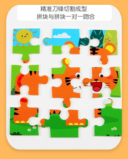 Plane Puzzles Cartoon Animals Wooden Montessori Game Kids Cognitive Jigsaw Puzzle Baby-Toy Educational Toys for Children Toddler