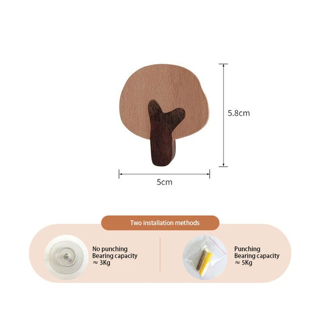 1pcs Animal Wooden Hooks Cute Room Decor Hook Wall Keychain Coat Hook Home Door Wood Hook Hanger Kitchen Accessories Gadget