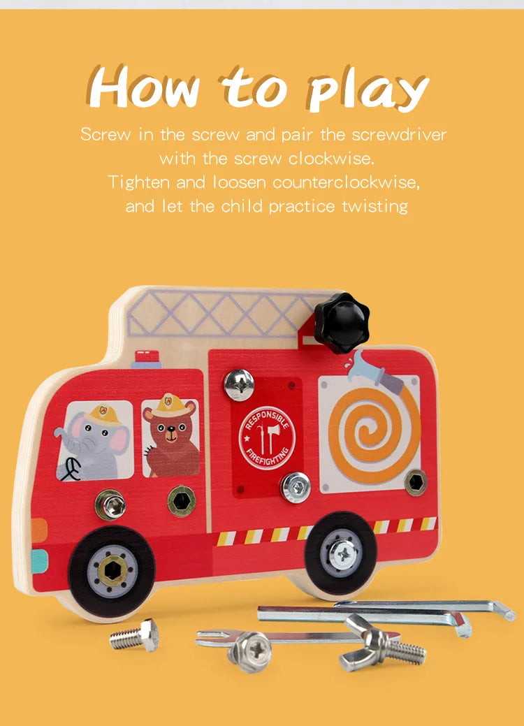 Montessori Screw Driver Board Educational Sensory Toy Preschool Wooden Toy Wooden Educational Toy for Toddler Skill Learning Toy