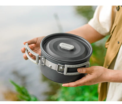 Naturehike Camping Pot Set Aluminum Alloy Cookware Pot Set Portable Outdoor Picnic Tableware Camping Cookware Kit CNK2450CF010