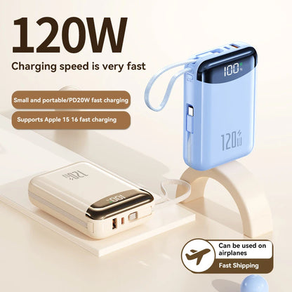 120W Power Bank With Charging Cables 100000mah Large Capacity Portable External Battery For Multi Phones Emergency Supply