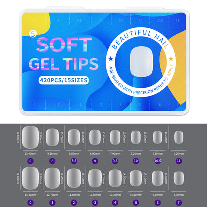 420pcs/box Frosted Version False Nails Press On Acrylic Nails Almond Mixed Size Short Style Ultra Thin Traceless Nail Tips