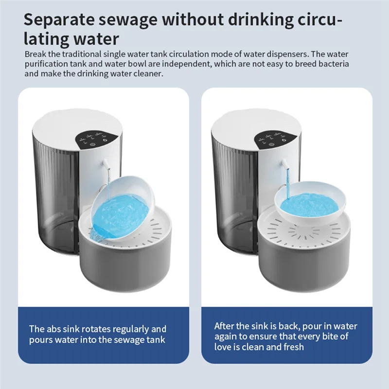 HHO-3L Wireless Pet Water Fountain Rechargeable Dump Water Feeder Timed Smart No Filter Required