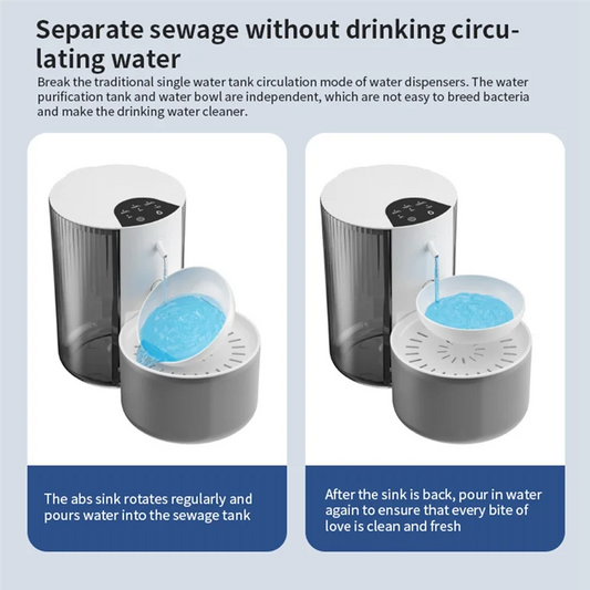 HHO-3L Wireless Pet Water Fountain Rechargeable Dump Water Feeder Timed Smart No Filter Required