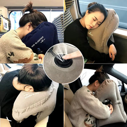 Inflatable Travel Pillow Travel Accessories For Long Haul Flights,Cars,Buses,Trains,Office Napping Sleeping Gray