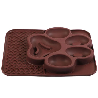 Multi-use Silicone Pet Slow Feeder Bowl Non-slip Portable Pet Canning Lick Tray Choke-proof Cat Food Bowl Food Container