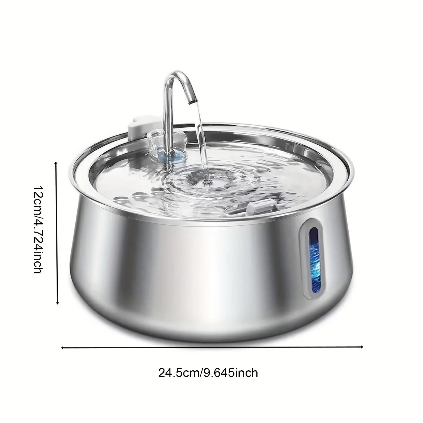 Damaly,4L Autofeeder Stainless Steel Cat Water Fountain with Ultra-Quiet Pump - USB Powered