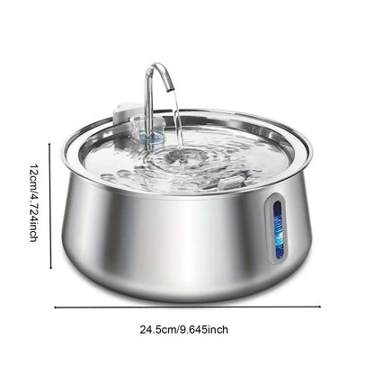 Damaly,4L Autofeeder Stainless Steel Cat Water Fountain with Ultra-Quiet Pump - USB Powered