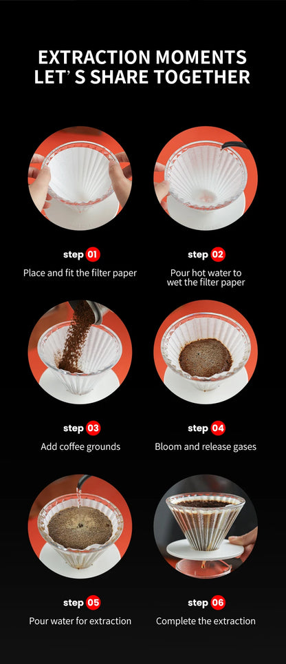 MHW-3BOMBE Pour Over Coffee Dripper Glass Coffee Dripper Coffee Filter Cup Reusable Coffee Drip Filter Cone Coffee Maker