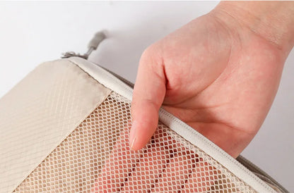 5-Piece Mesh Compression Packing Cubes Set Travel Storage Bag Large Capacity Waterproof Luggage Clothing Underwear Storage Bag