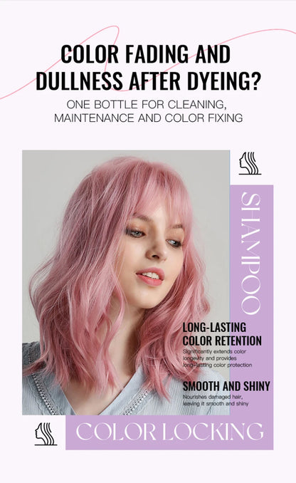 Color-Protecting Shampoo,Pink Setting Shampoo,Color Locking Care Shampoo,Enhance Color Retention Shampoo Makeup Color Protection