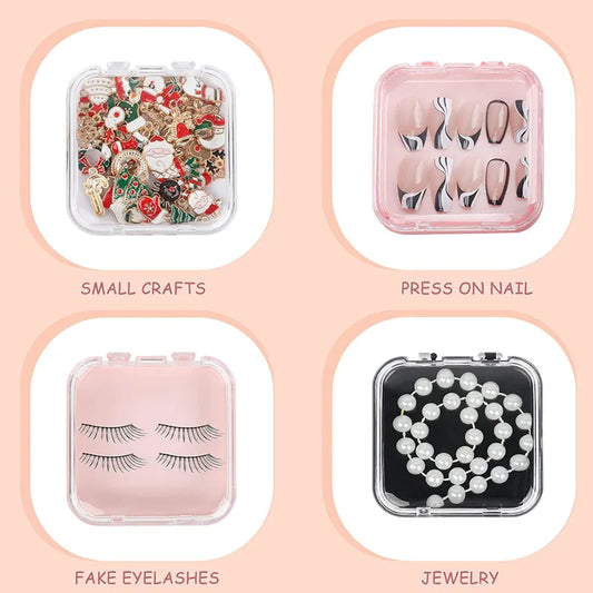 20pcs Press On Nail Packaging Boxes With Double Sided Adhesive Nail Tape Acrylic Press On Nail Storage Box in 4 Colors For Nail
