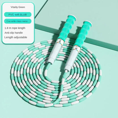 Bamboo Joint Soft Bead Skipping Rope Anti-Skid Solid Color Segmented Fitness Jump Rope Unisex 2.8m Sports Rope Children