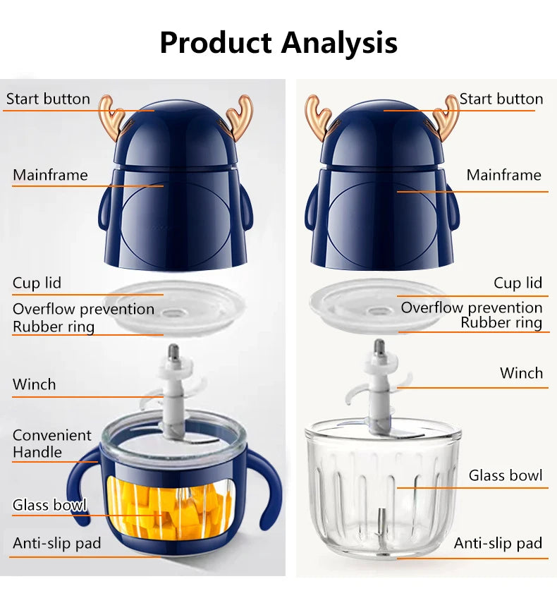 Multi functional food processor, household food processor, baby food grinder, garlic puree blender, kitchen tool