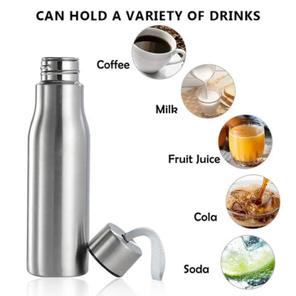 Travel for Cycling Sports with Handle Rope Cold Water Stainless Steel Drinking Cup Water Bottle