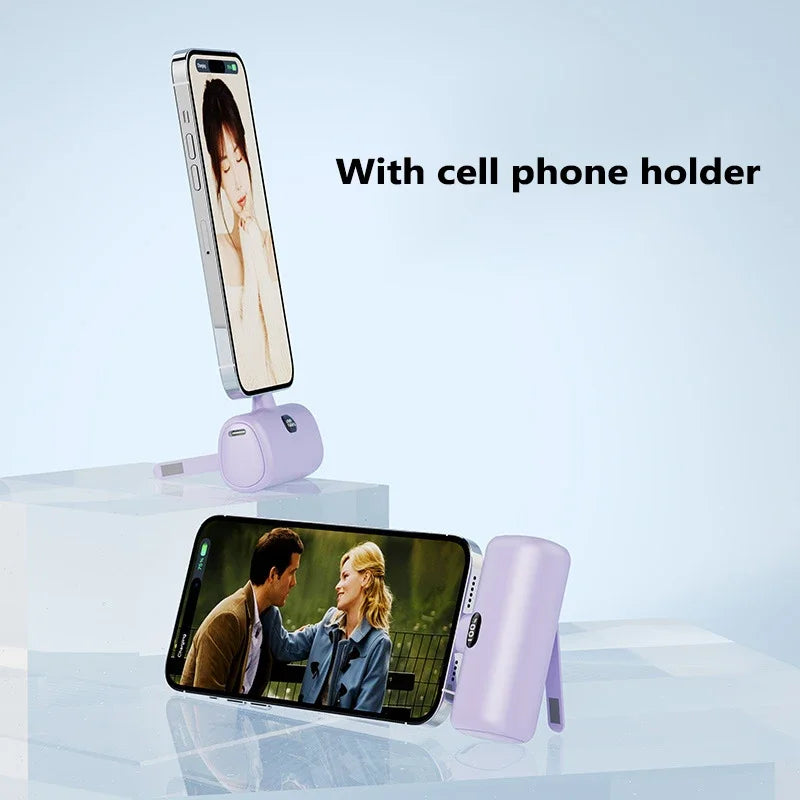 New Mini Capsule Power Bank Pocket Fast Charging Digital Display Power Bank Holder Portable Power Bank for iPhone,Xiaomi,Huawei