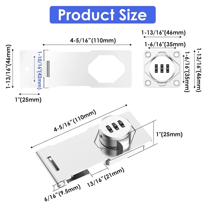 Daily Sale Keyless Cabinet Combination Latch,Cabinet Password Locks For Cabinet,Mailbox,Office File Cabinet Lock Silver Easy To