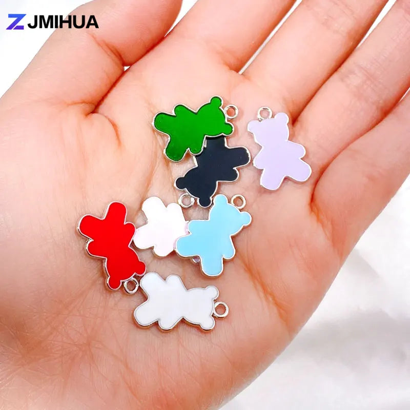 15pcs Enamel Charms Cute Bear Pendants Charms For Jewelry Making Supplies DIY Handmade Earrings Bracelets Findings Accessories