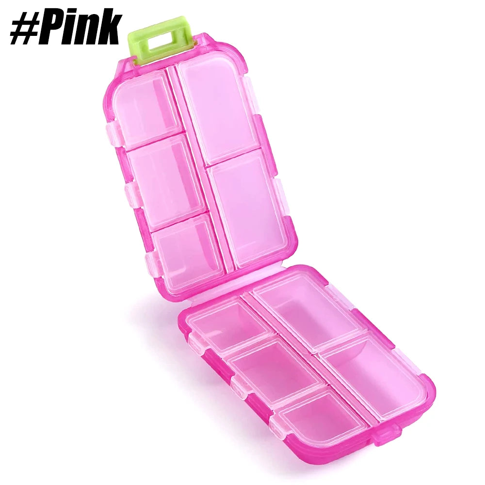 1Pcs Travel Pill Organizer, 10 Grid Compartments Pocket Pharmacy, Portable Mini Daily Weekly 7 Day Medication Organizer