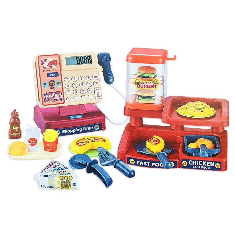 Children's Simulation Supermarket Cash Register Electric Multifunctional Puzzle Toy Cash Register with Scanner Toys for Kids