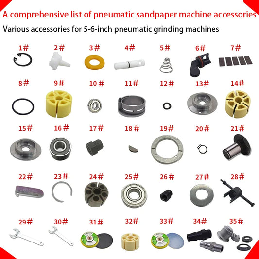 pneumatic Air tools prima Random Orbital sander 5 inch Spare Parts Accessories Rotor Switch Vane Key Bearing Bushing Spindle