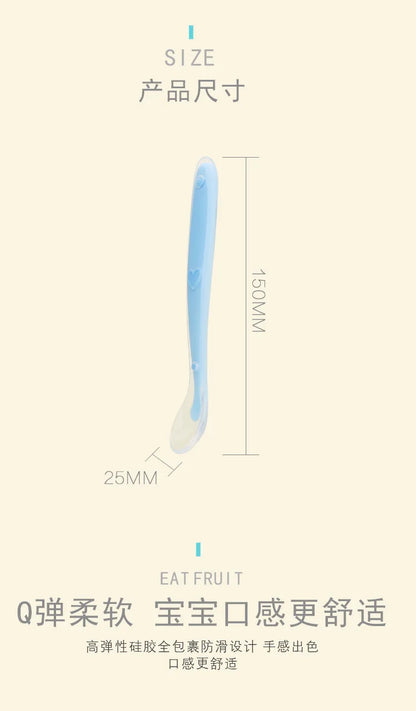 Silicone Soft Spoons for Baby Infant Feeder Spoons for Children Kids Soft Safety Feeding Spoons BPA Free Baby Utensils Flatware