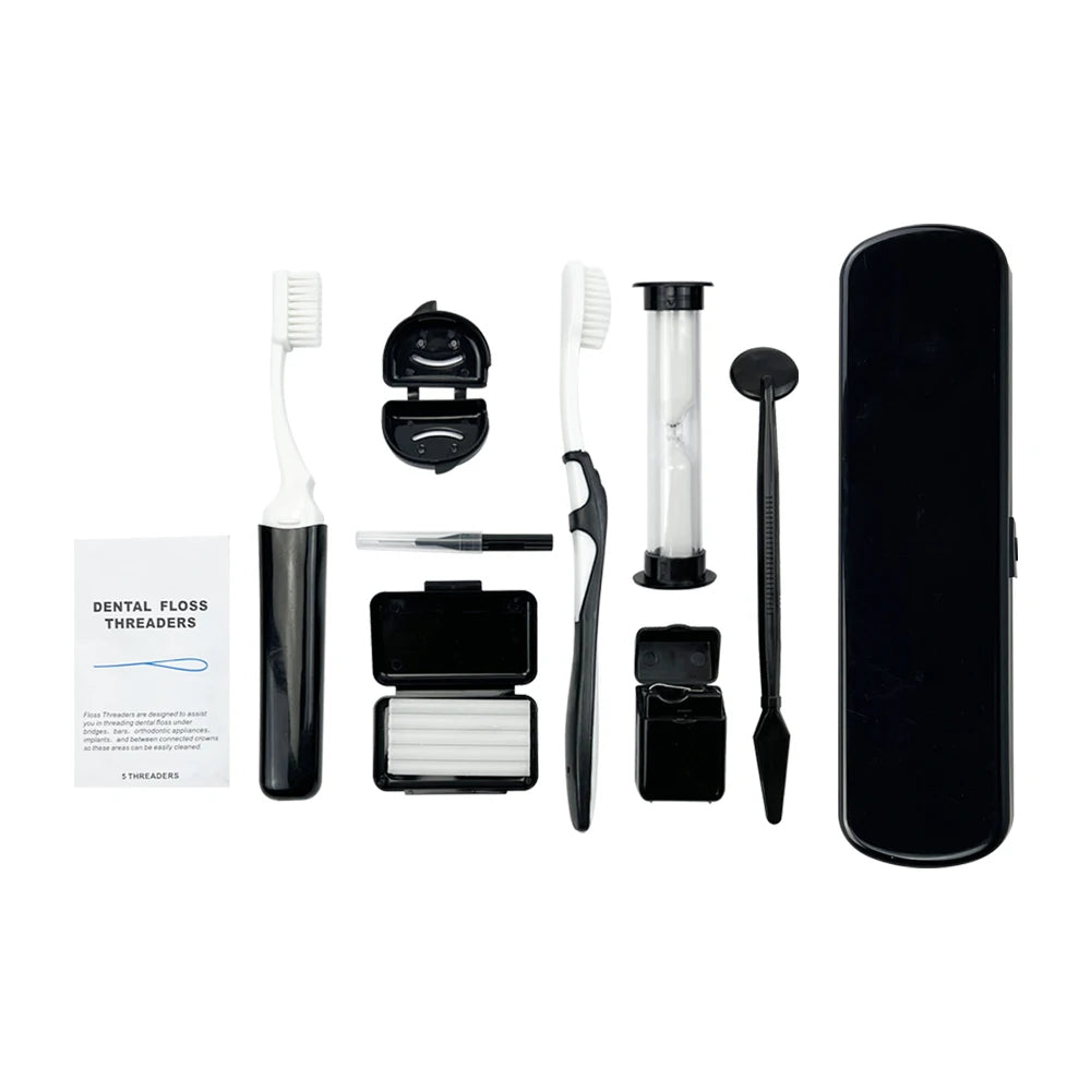 Dental Oral Care Tool Kit Orthodontic Teeth Cleaning Whitening Tool Portable Interdental Brush Foldable Dental Mirror Toothbrush