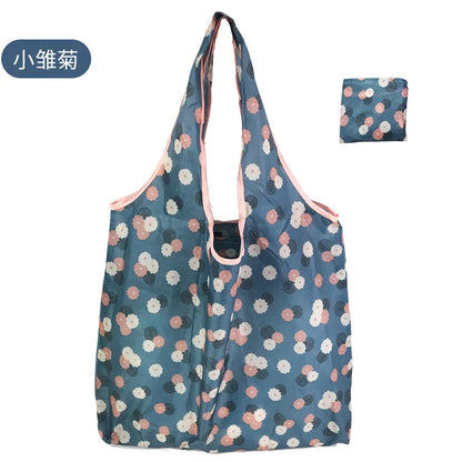 Large Reusable Shopping Bag Women's Foldable Floral Environmentally Friendly Portable Tote Bag Grocery Storage Bag