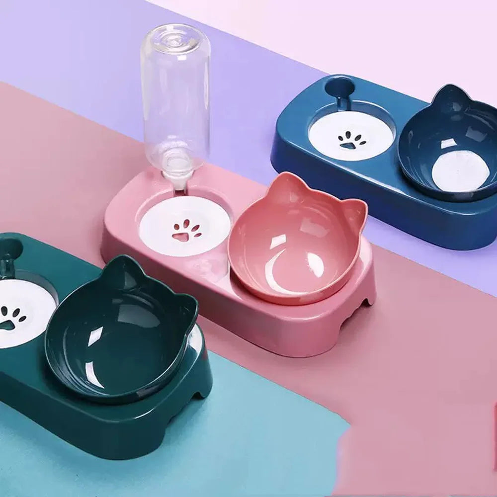 Pet feeding double bowl, automatic water dispenser, convenient, suitable for feeding cats and dogs
