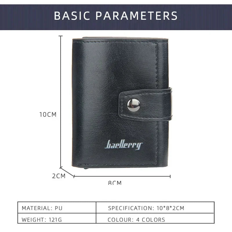 RFID Blocking Protection Men ID Credit Card Holder Wallet Leather Metal Aluminum Business Bank Card Case CreditCard Cardholder