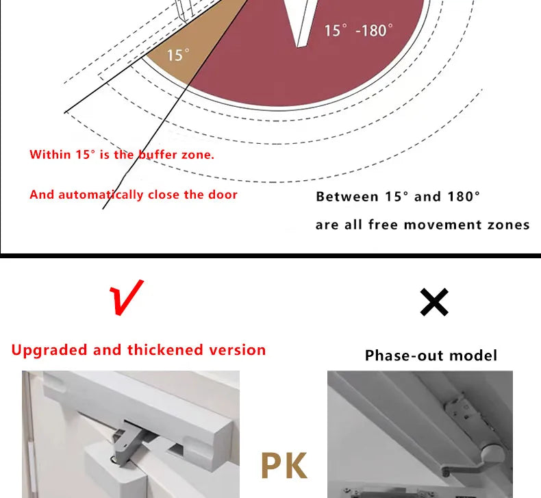 Door Damping Buffer Wooden Door Flat Outward Opening Invisible Door Home Closing Silent Hydraulic Door Closer Anti-pinch