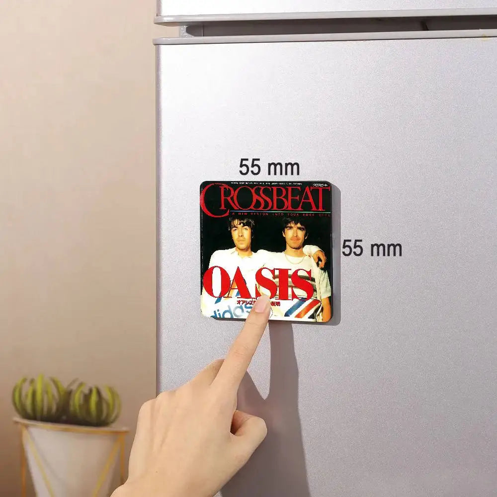 Rock O-Oasis Band  Fridge Magnet Photo Personalized For Office Family Kitchen Refrigerator Friends Gift Holiday Decor