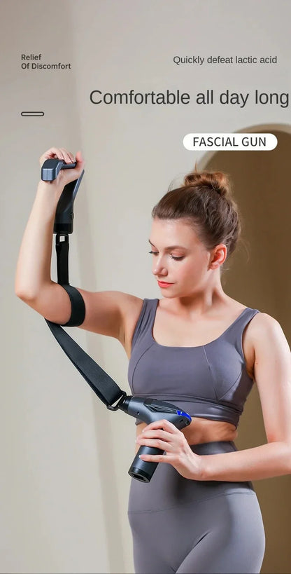 Portable Extended Handle Muscle Deep Tissue 3 in 1 Fascial Percussion Massage Gun Neck and Shoulder Back Vibration Massage Gun