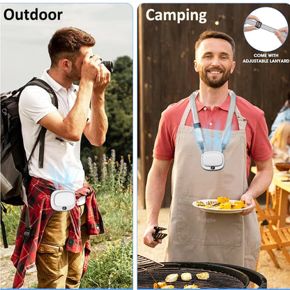 Portable Neck Fan Mini Waist Fan USB Rechargeable Bladeless Portable Hanging Neck Fan Wireless Waist Clip Fan for Outdoor Travel