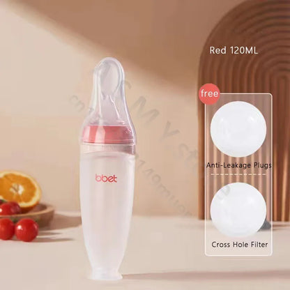 BBET Squeezing Feeding Bottle Silicone Newborn Baby Training Rice Spoon Infant Cerea Food Supplement Feeder Safe Tableware