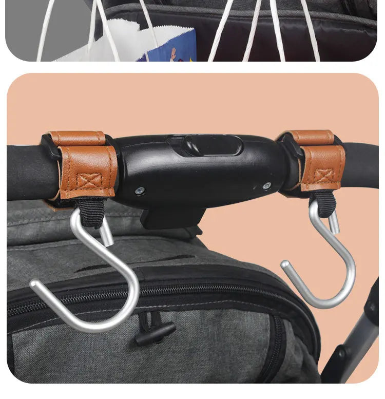 Baby Stroller Hooks 2Pcs Leather Hook  for Hanging Diaper Bags Kindergarten Universal Accessory