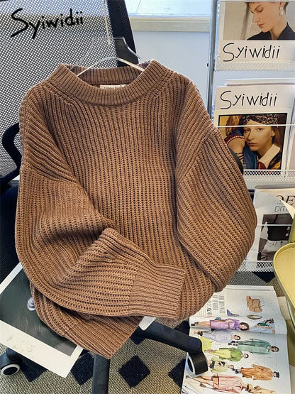 Syiwidii Oversized Sweaters for Women Knit Pullover Spring Autumn Winter Long Sleeve Causal Fashion Elegant Ladies Loose Jumpers