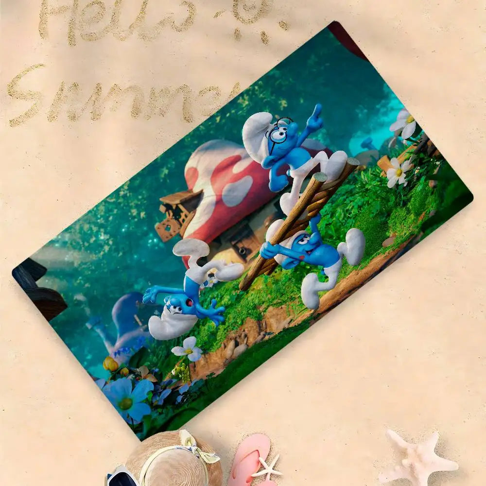 Cartoon S-Smurfs Cartoon Beach Towel Cute Kawaii Room Decor Bath Girls Children Hand Towels For Bathroom Shower