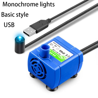 Pet USB Water Pump LED Light Pet Cat Water Fountain Motor Accessories Replacement for Cat Flowers Drinking Bowl Water Dispenser