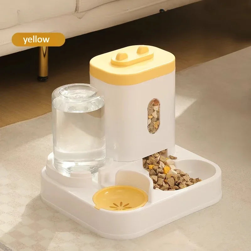 Automatic Pet Feeder and Water Dispenser 2in1 Raised Food Bowl with Water Fountain for Cat Dog Large Capacity Pet Accessories